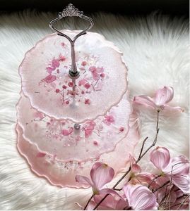 Plateau rond à fruits et à thé en résine coloré à 3 niveaux fait à la main avec taille personnalisée pour la décoration de la maison - Product Image 3