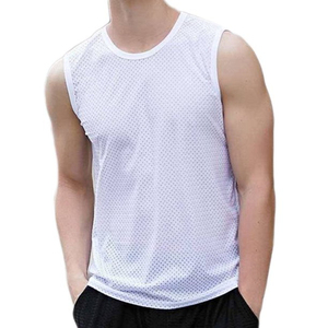 Débardeurs de sport pour hommes avec logo personnalisé, t-shirts en maille respirants, débardeurs de sport d'été, gilets en spandex et coton - Product Image 4