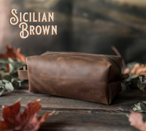 2025 <b>Leather</b> Dopp Kit for <b>Men</b> Cosmetic <b>Bag</b> Grooming Unisex Toiletry Anniversary Gift for Him TYG-0015F - Product Image 3