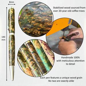 Stabilized <b>Wood</b> <b>Pen</b> Handmade Premium High Quality Signature <b>Pens</b> Ballpoint <b>Pen</b> 0.7 mm Amber Collection for Promotional Gifts - Product Image 4