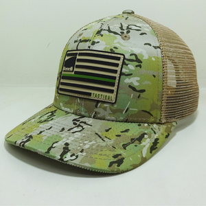 Chapeaux de camionneur camouflage imprimés bandes intérieures légèrement incurvées bord pêche unisexe Vietnam OEM 6 panneaux en caoutchouc/silicone logo patchs - Product Image 3