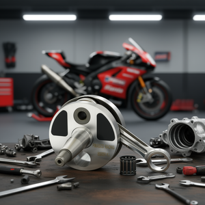 Vilebrequin de moto de compétition Pinasco 51 mm, cône 20 mm, en acier allié massif, neuf, pièce de rechange pour la course, fabriqué en Italie, avec roulement - Product Image 3