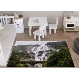 Printed <b>Rug</b> - Modern Waterfall Landscape Design for Corridor and Entry,<b>Chenille</b> <b>Rug</b> - Product Image 3