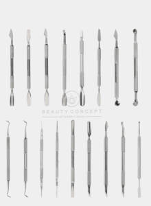 Repousse-cuticules professionnel en acier inoxydable, série PRO Expert, double tête, lame incurvée, pour droitiers, manucure complète - Product Image 2