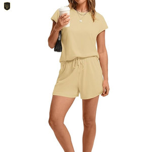 Ensemble coordonné léger 2 pièces pour femme, prêt pour l'été, 100 % coton, coupe classique, décontracté, uni, écologique, respirant, pour usage quotidien - Product Image 3