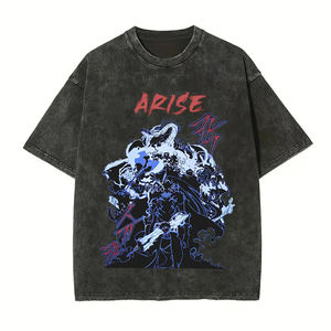 Camiseta lavado ácido para hombre, precio al por mayor, 100% algodón, tejido de punto multicolor informal, 150 gramos, diseño único, estampado de gran tamaño - Product Image 2