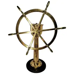 Desktop Decorative Nautical Ship wheel Pedestal Style Wooden Or Metal Latest Luxury Nautical Ship Wheel Frame