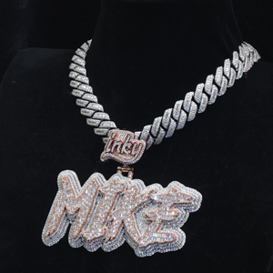 Colgante de Plata de Ley 925 con Incrustaciones de Diamantes Cultivados en Laboratorio, Estilo Hip Hop, Personalizado con Letras y Nombres, Venta al por Mayor - Product Image 4