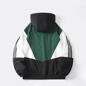 Coupe-vent en nylon 100% pour hommes, vêtements de rue, veste Colorblock, fermeture éclair avant imperméable pour le printemps - Product Image 3