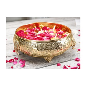 Wholesale <strong>Suppliers</strong> of Attractive Silver Aluminum Metal Herd <strong>Bowls</strong> Customized Disposable Design with Gold Leaf Spoon Cheap Price - Product Image 1