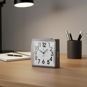 Lowell JA 7090G Gray Alarm Clock Stylish <b>Desk</b> & Table Clock - Product Image 3