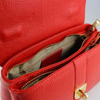 Sac à main structuré rouge en cuir véritable Dollar avec fermeture à bouton-pression - Capacité jusqu'à 1L - Bandoulière - Fabriqué en Italie - Art. 24033