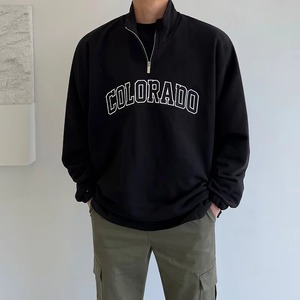 Wholesale Trendy Half <b>Zip</b> Collar Neck Sweatshirt for <b>Men</b> <b>Fleece</b> Cotton Custom Embroidery Print - Product Image 3
