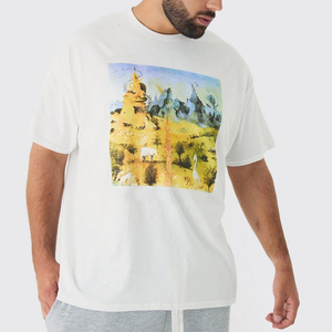 2025 Custom Logo Printed Men'S T <b>Shirt</b> 100% Cotton 280gsm Rib Drop Shoulder Oversized T <b>Shirts</b> For Men - Product Image 1