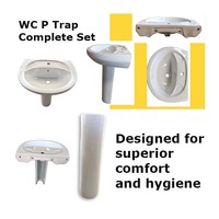Ensemble de quatre pièces en céramique pour salle de bain, siège de toilette et lavabo avec socle, couleur blanche, ensemble de 4 pièces, piège ou lavabo