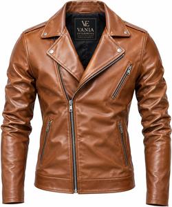 <b>Women</b> Faux <b>Leather</b> Motorcycle <b>Jacket</b> Slim Fit Biker Coat Zipper <b>Long</b> Sleeve Turn-Down Collar for Spring Autumn - Product Image 1