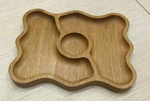 Plateau à copeaux et à trempette en bois d'acacia avec bol en acier inoxydable Plateau moderne et élégant pour les collations et les trempettes - Product Image 6