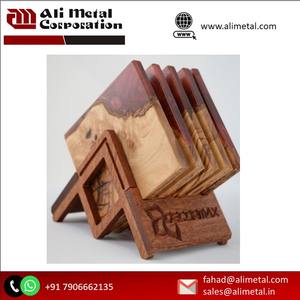 ถาดรองแก้วไม้ทรงกลมพร้อมที่ยึดดีไซน์ทันสมัยคลาสสิกสำหรับบ้านบาร์โรงแรม - Product Image 2