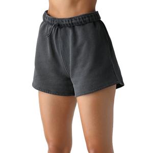 High Quality Women's Sports Sweat Shorts 100% Cotton Terry Fleece Jogging Wear Pattern Rivet Decoration Hot Sale Women's Shorts - Product Image 5