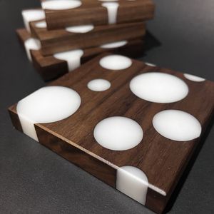 S'IL VOUS PLAÎT UNIQUE DESIGN COASTER EN RÉSINE DE BOIS ÉPOXY pour Café Thé Boisson En Bois Personnaliser Carré Rond Tasse À Thé En Cristal - Product Image 3