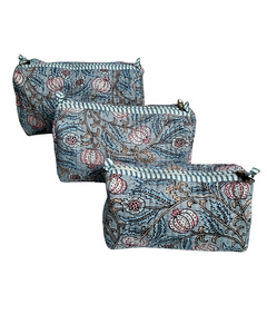 Soft Eco-Friendly Cotton <b>Quilted</b> Cosmetic <b>Bag</b> with Zipper | Lightweight Reusable Travel for Organizer - Product Image 3