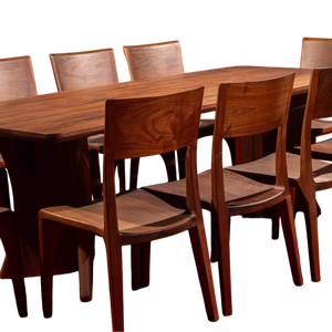 Ensemble de table à manger de luxe en bois de noyer massif pour 10 personnes Ensemble de salle à manger villa moderne du milieu du siècle écologique durable avec finition PU - Product Image 1