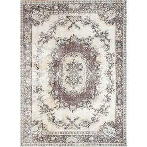 Vintage Beige <b>Brown</b> Hand Knotted <b>Wool</b> Rug for Home Use-for Living Hallway Entryway Teen's Bedroom Medallion Rectangle Puzzle - Product Image 1