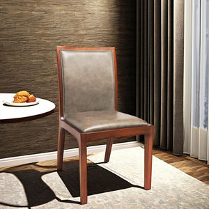 Chaise de salle à manger en bois de noyer massif Rembourrage en cuir de vachette italien Style rustique Bois dur durable | Chaises Simili - Product Image 3