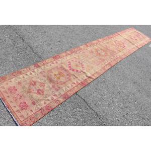 Alfombra turca Vintage de 21,9x12,5 pies, Alfombra de lana rosa de tejido plano Beige, respaldo de látex, patrón de retazos para decoraciones para sala de estar - Product Image 2