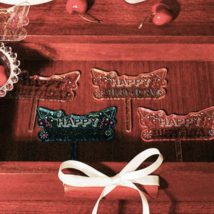 Décoration de gâteau en acrylique transparent avec paillettes personnalisées à bas prix, logo personnalisé, décoration de dessert scintillante pour fête, en vrac - Product Image 1