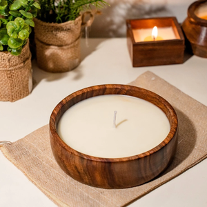 Bol à bougie en bois de qualité supérieure, fait à la main, écologique, bol en bois naturel pour une ambiance rustique à la maison et la décoration de table - Product Image 1