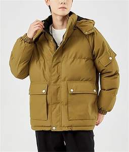 Abrigo de invierno para hombre, chaqueta acolchada informal impermeable, capucha desmontable gruesa, cálida, a prueba de viento, chaqueta acolchada para hombre - Product Image 3