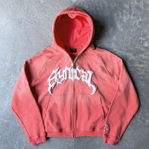 DCY Logo Personnalisé Vintage Wash 500Gsm Sweat À Capuche Sunfaded Zip Sweat 100% Coton Automne Saison Sun Faded Design - Product Image 4