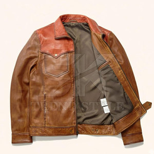 Chaqueta de Cuero para Hombre, Diseño de Dos Tonos, Estilo Premium, Prenda Exterior Moderna - Product Image 2