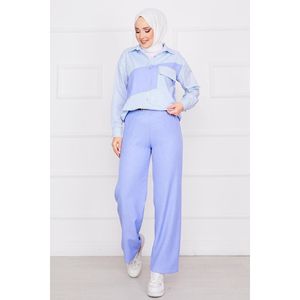 Ensemble de 2 pièces à rayures avec poches détaillées bleu clair - Product Image 4