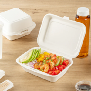 Modern Trending Disposable Natural <b>Bamboo</b> Clamshell Burger <b>Box</b> 9*6 & 9*9 Sizes Food Trucks Travel-Made Bagasse for All Events - Product Image 6