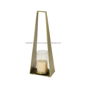 Large Gold <b>Candle</b> <b>Holder</b> With Hurricane Glass Hammered <b>Candle</b> <b>Holder</b> Tabletop Centerpieces Wedding Parties Events - Product Image 1