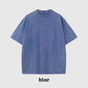 T-shirt d'été à manches courtes en coton délavé à l'acide pour hommes, vêtements de rue à épaules tombantes du Bangladesh - Product Image 3