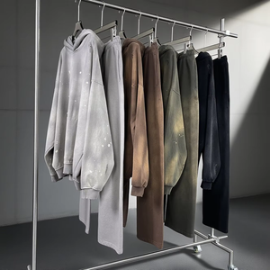 Jogging unisexe personnalisé en polyester et coton lavé, ample, ample, à jambes larges, évasé, avec cordon de serrage, pantalon de survêtement à taille élastique, jambe droite, pour homme - Product Image 5