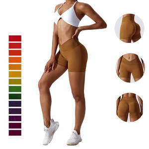 Color sólido suave mujer Fitness deportes Leggings cortos entrenamiento integral Jog cintura alta Yoga corto - Product Image 2