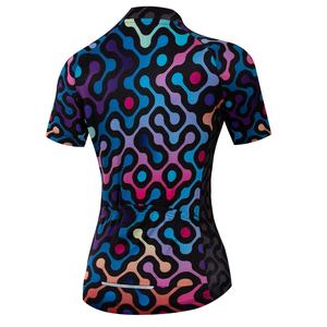 Maillot de cyclisme léger en polyester pour femme, impression numérique, coupe-vent, extensible, fermeture éclair, vêtements de cyclisme VTT, y compris le dos - Product Image 2