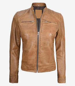 High Quality Custom Women's Real Leather <b>Racer</b> <b>Jacket</b> Pakistan Made Unisex Embroidery Waterproof Eco-Friendly - Product Image 1
