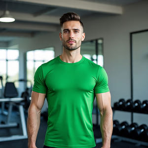Musculation à manches courtes t-shirts hommes décontracté été Fitness t-shirts homme surdimensionné couleur unie basique Fitness t-shirts hommes - Product Image 3