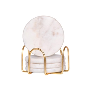 Posavasos de taza de té de piedra Natural de alta demanda, mármol redondo con soporte de Metal antiadherente, esteras y almohadillas al por mayor para uso doméstico y hotelero - Product Image 2