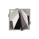 Pañuelo de crepé de seda blanco y negro con estampado geométrico - Product Image 3