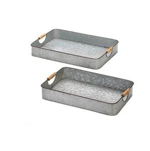 Bandeja para servir de Metal galvanizado antiguo hecho a mano con asa Rectangular para el hogar, boda, fiesta, comida y bebida, bandeja para servir - Product Image 6