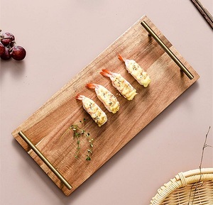 Bandeja de madera Plato de madera a precio razonable Plato de diseño de hoja de madera maciza para restaurante Hotel Hogar Plato de postre - Product Image 6