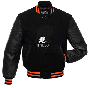 Chaqueta Varsity Personalizada OEM de Primera Calidad, Chaqueta Bomber Letterman de Cuero para Hombre - Product Image 3