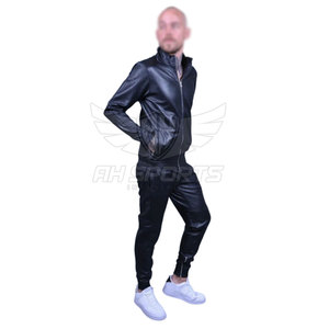Chándal personalizado de cuero para hombre con logotipo de manga larga de Talla grande-Ropa deportiva personalizada para la temporada de invierno - Product Image 2