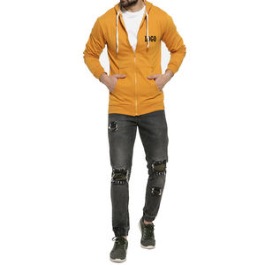 Sweat à capuche à fermeture éclair de coupe normale de haute qualité avec logo personnalisé Sweat à capuche zippé vierge uni Sweats à capuche personnalisés unisexes à prix raisonnable - Product Image 3